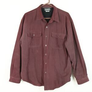 Vtg Montage Collection Shirt Men Large Jacket Burgundy Black Fleece Lined Button